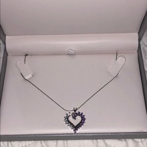 amethyst heart pendant- sterling silver